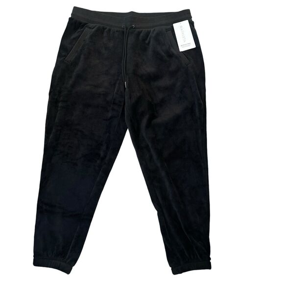 NEW Athleta Recover Cozy Karma Jogger Pants Velour Black Plus Size 1X Plush - Picture 2 of 10